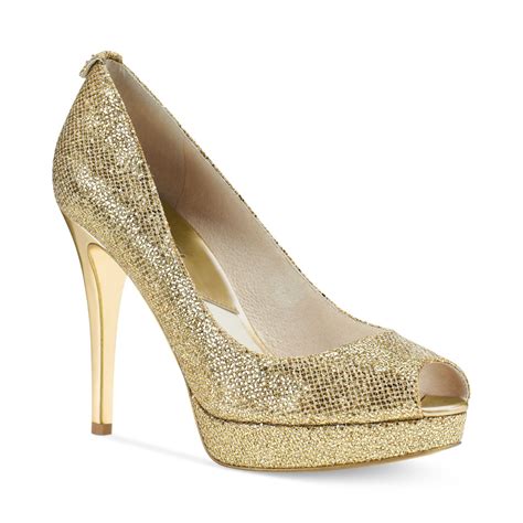 michael kors gold heel shoe|Michael Kors closed toe pumps.